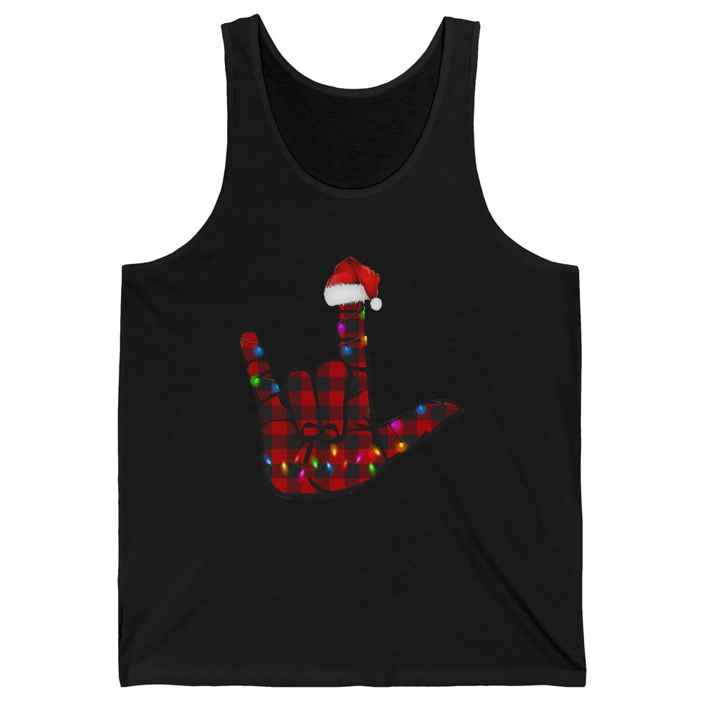 Merry Christmas Hand Sign Language Deaf Xmas Santa Hat ASL Unisex Jersey Tank