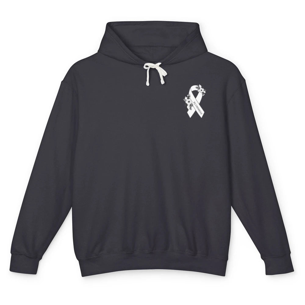 Blindness Awareness Floral White Gray Ribbon Blind Support Unisex Lightweight Hoodie