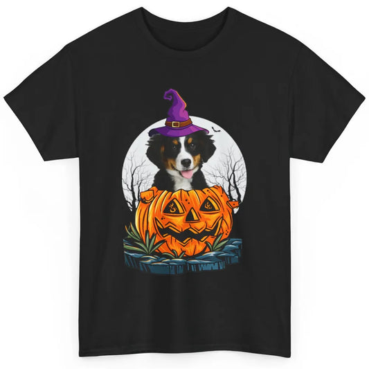 Bernese Mountain Dog Witch Pumpkin Halloween Spooky Season Classic Unisex T-Shirt