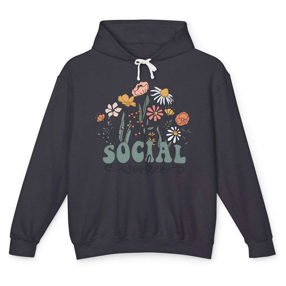 Social Worker Wildflower School Social Worker Teacher Gift Unisex Lightweight Hoodie