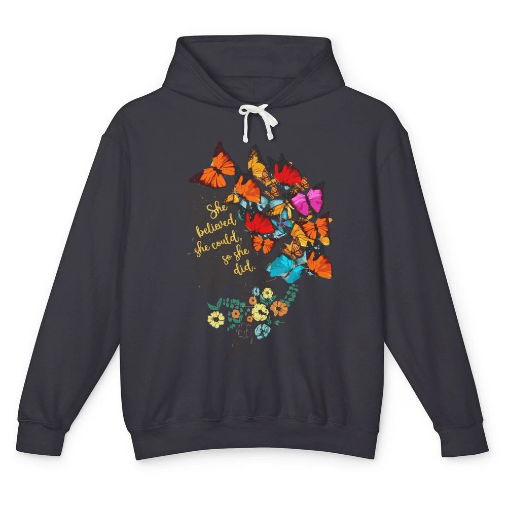 Floral Women Butterfly Inspirational Saying Mental Health Unisex Lightweight Hoodie