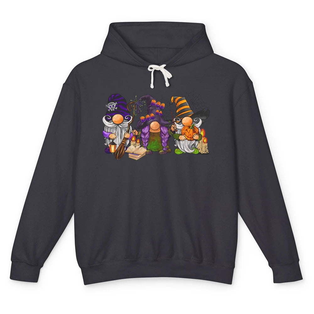 Retro Gnomes Witch Halloween Witchy Gnomies Horror Hallows Unisex Lightweight Hoodie