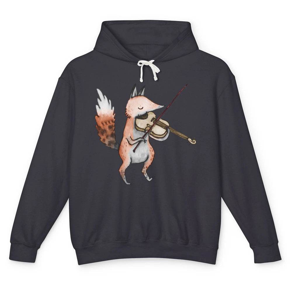 Vintage Fox Playing Violin Funny Violinist Musician Gift Unisex Lightweight Hoodie