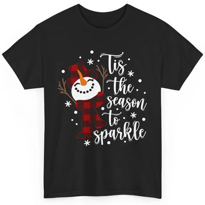 Funny Snowman Tis The Season To Sparkle Merry Christmas Classic Unisex T-Shirt