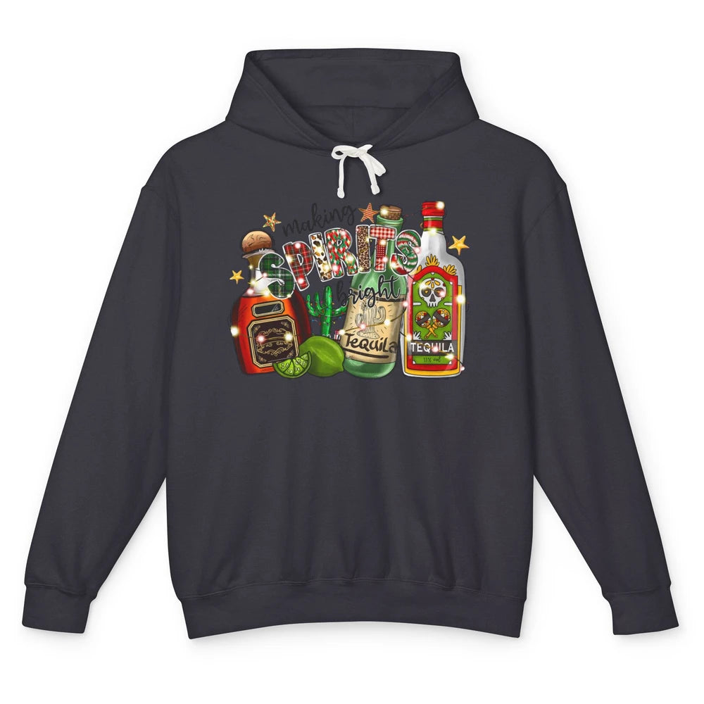 Making Spirits Bright Christmas Drinks Tequila Western Xmas Unisex Lightweight Hoodie