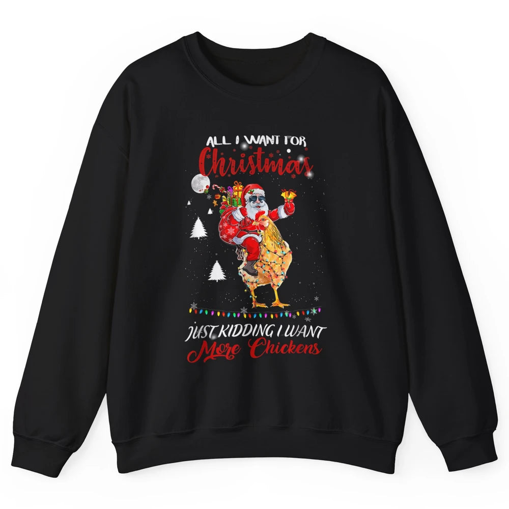 Merry Christmas Funny Santa Claus Riding Chicken Xmas Vibes Unisex Crewneck Sweatshirt