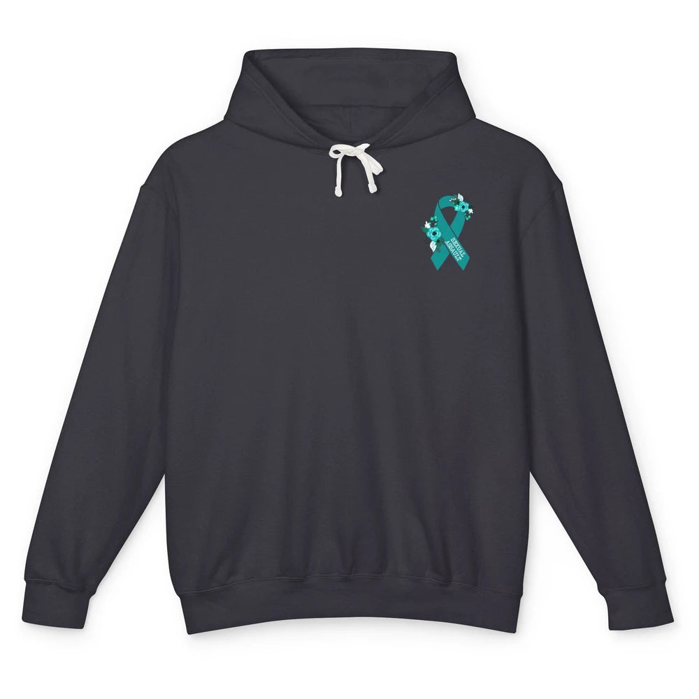 Sexual Assault Awareness Floral Teal Ribbon Awareness Gift Unisex Lightweight Hoodie