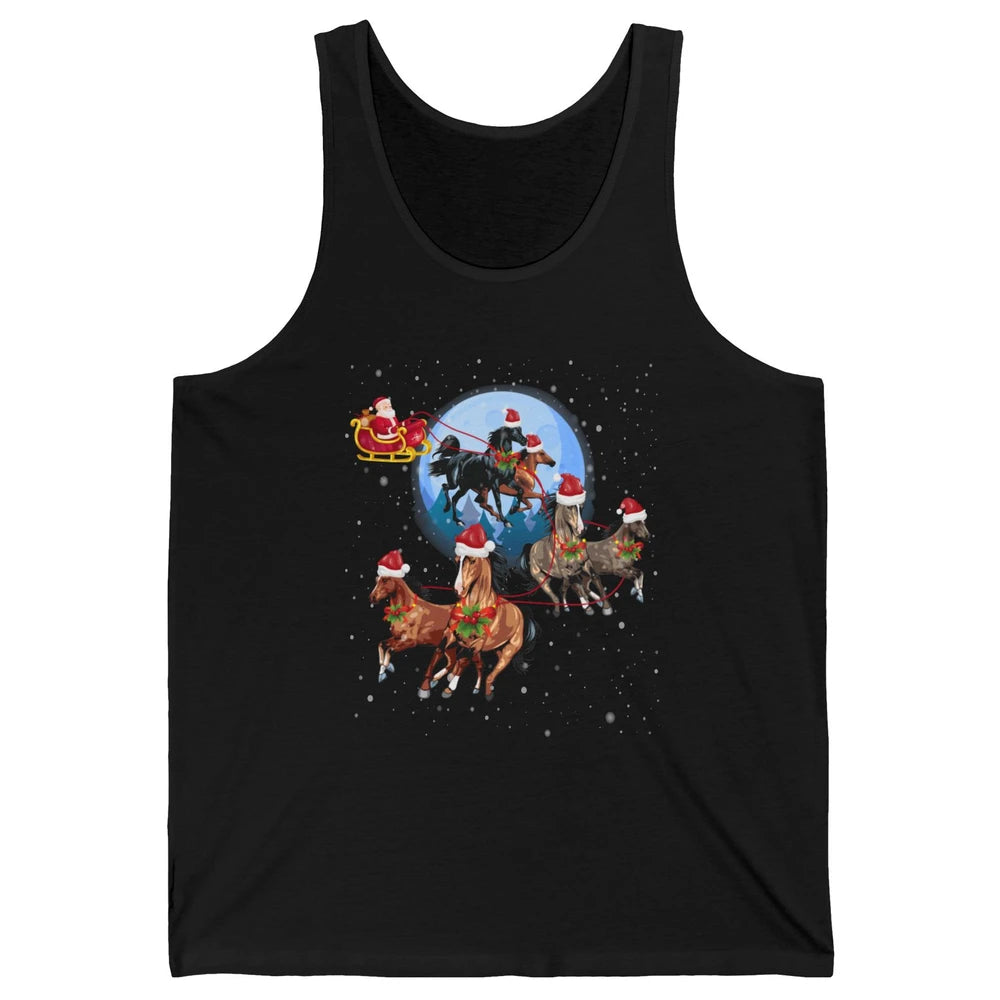 Merry Christmas Horse Drawn Sleigh Riding Santa Claus Xmas Unisex Jersey Tank