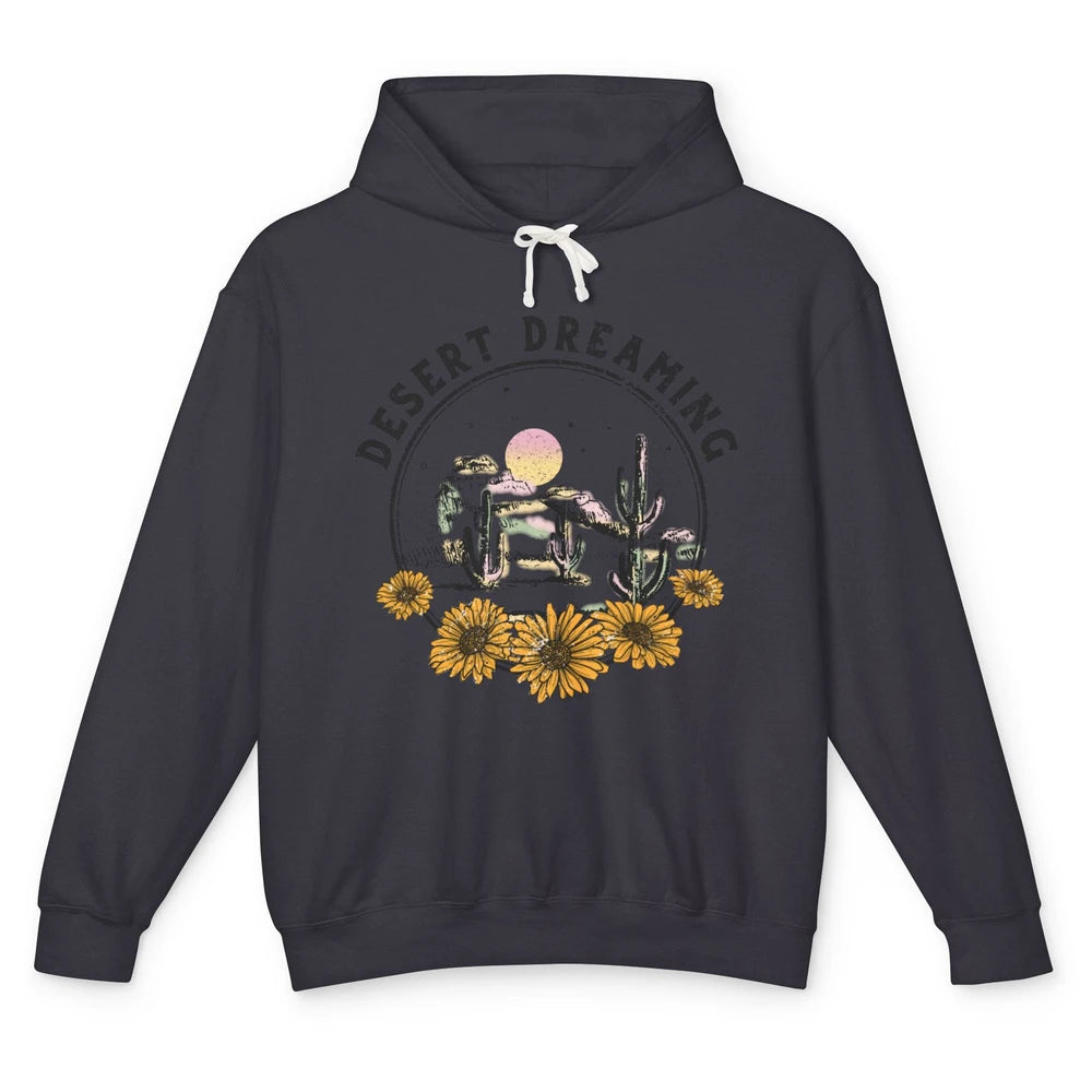 Desert Dreaming Sunflower Cactus Sun Southwestern Wilderness Unisex Lightweight Hoodie