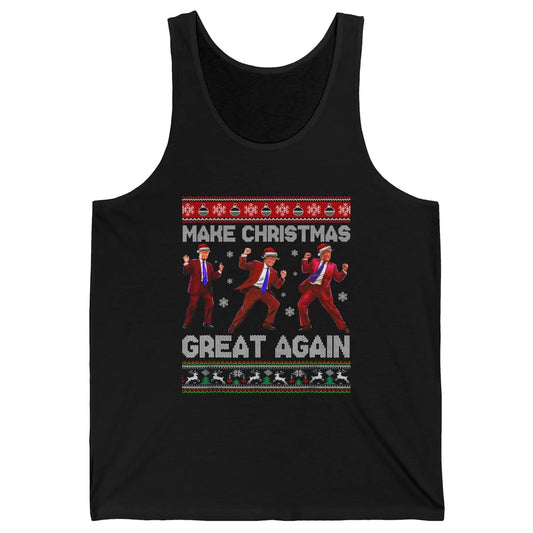 Funny Santa Trump Dance Make Christmas Great Again Xmas Ugly Political Republican Sarcastic Unisex Jersey Tank