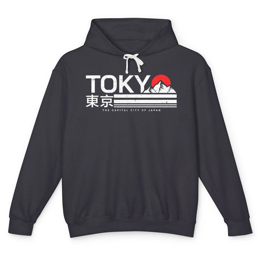 Vintage Sunset Mount Fuji Tokyo The Capital City Of Japan Unisex Lightweight Hoodie