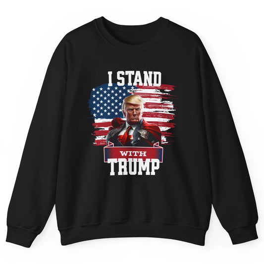 Retro US Flag I Stand With Donald Trump Return 2024 Patriot Unisex Crewneck Sweatshirt