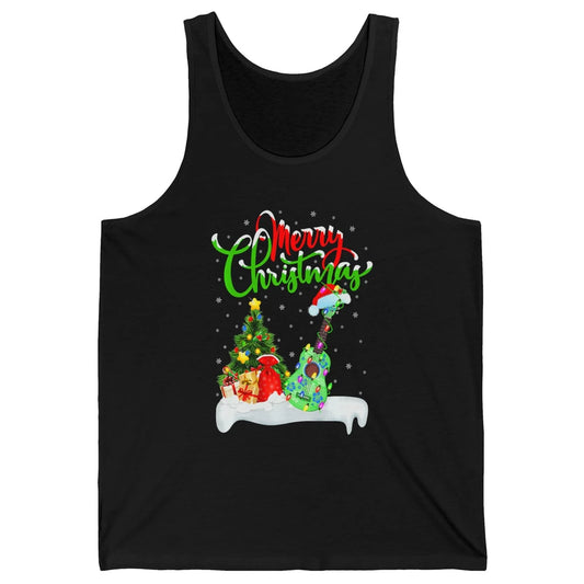 Merry Christmas Funny Ukulele Xmas Lights Santa Hat Music Unisex Jersey Tank