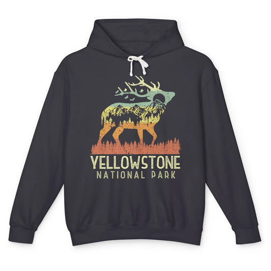 Yellowstone National Park Reindeer Mountains Vintage Outdoor Unisex Lightweight Hoodie