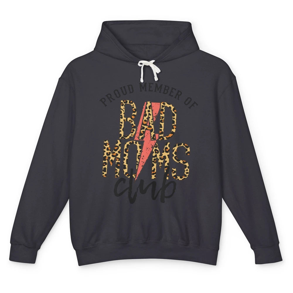 Leopard Proud Member Of Bad Moms Club Lightning Bolt Western Unisex Lightweight Hoodie