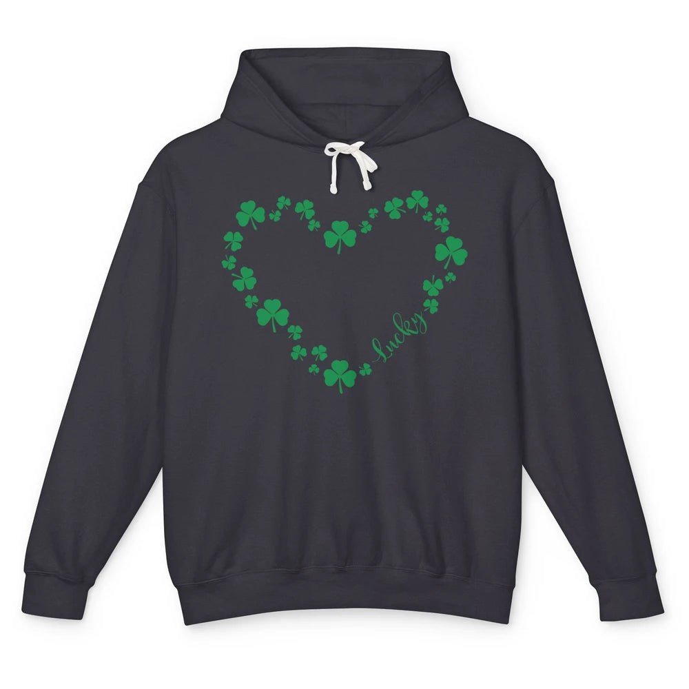 St Patricks Day Shamrock Heart Lucky St Paddy Irish Holiday Unisex Lightweight Hoodie