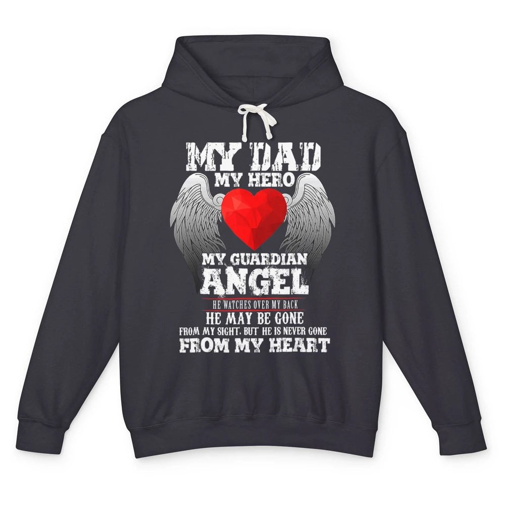 Heaven Beautiful Dad In Heaven Angel Wings Father Guardian Unisex Lightweight Hoodie