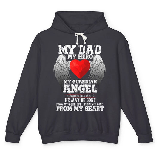 Heaven Beautiful Dad In Heaven Angel Wings Father Guardian Unisex Lightweight Hoodie