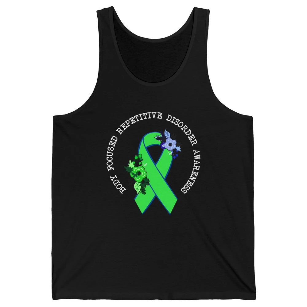 Body Focused Repetitive Disorder BFRB Floral Green Ribbon Unisex Jersey Tank