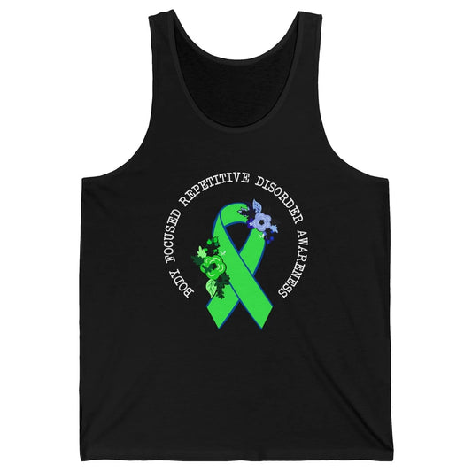 Body Focused Repetitive Disorder BFRB Floral Green Ribbon Unisex Jersey Tank