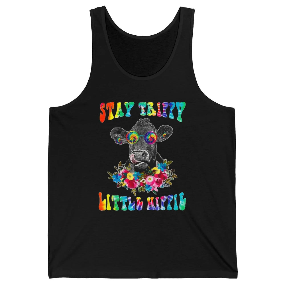 Stay Trippy Little Hippie Heifer Licking Highland Cow Peace Unisex Jersey Tank