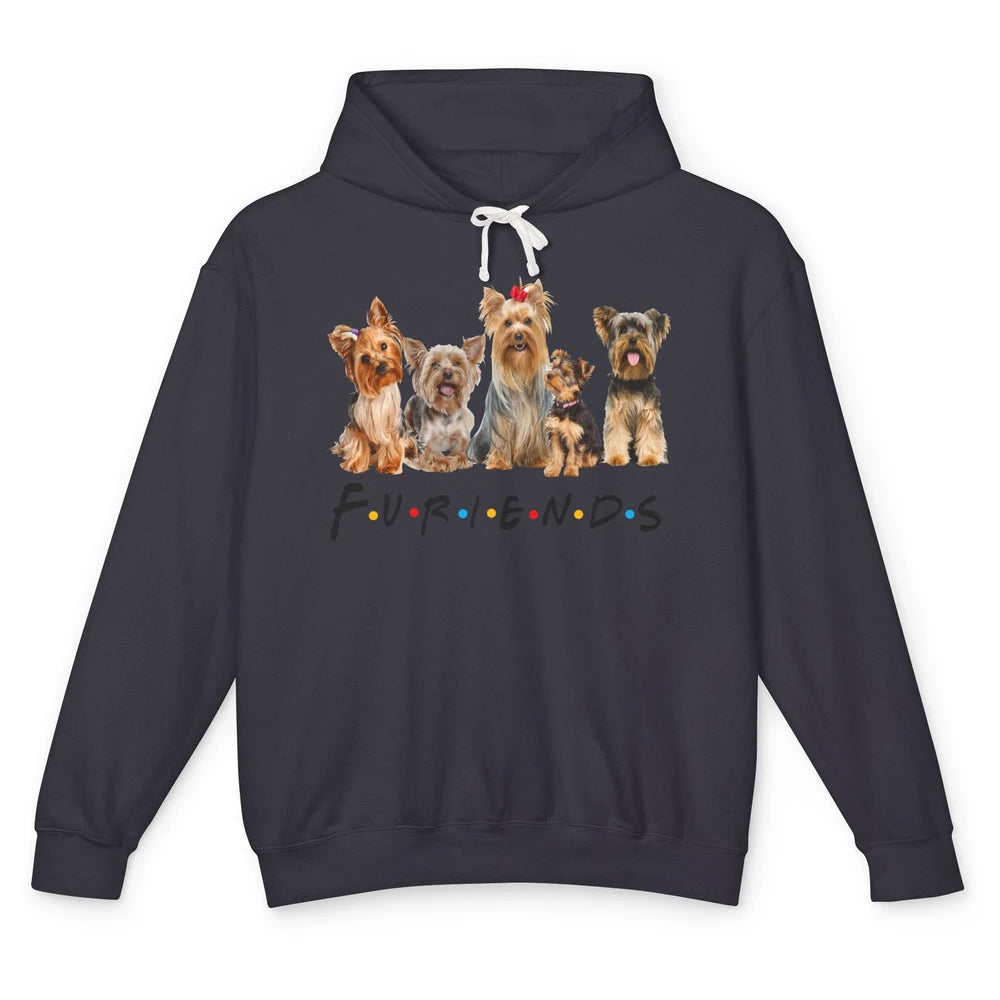 Funny Yorkie Furiends Merry Christmas Hat Yorkshire Terrier Unisex Lightweight Hoodie