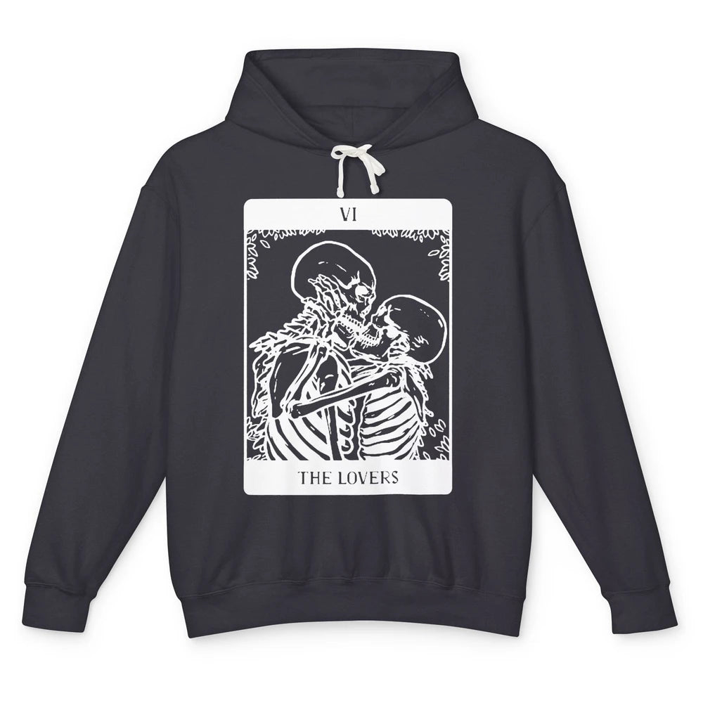 Funny Skeleton Couple The Lovers Tarot Card Valentines Day Unisex Lightweight Hoodie