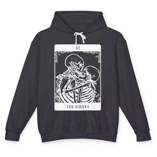 Funny Skeleton Couple The Lovers Tarot Card Valentines Day Unisex Lightweight Hoodie