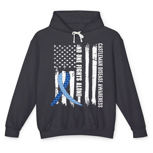 Castleman Disease Awareness Blue Ribbon No One Fight Alone Unisex Lightweight Hoodie