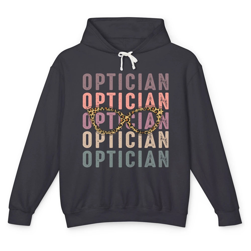 Retro Optometrist Leopard Eyeglasses Optician Ophthalmology Unisex Lightweight Hoodie