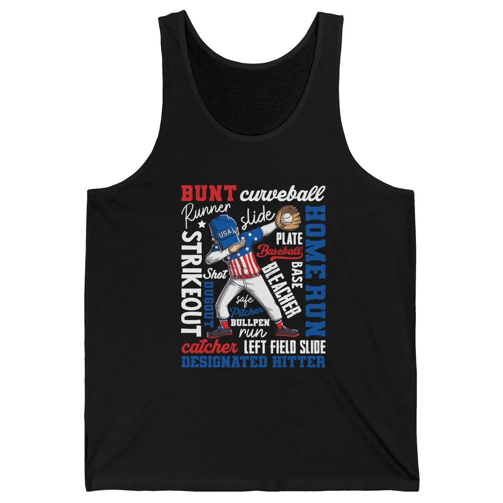 Baseball Dabbing 4th of July US Patriotic Baseball Players Unisex Jersey Tank