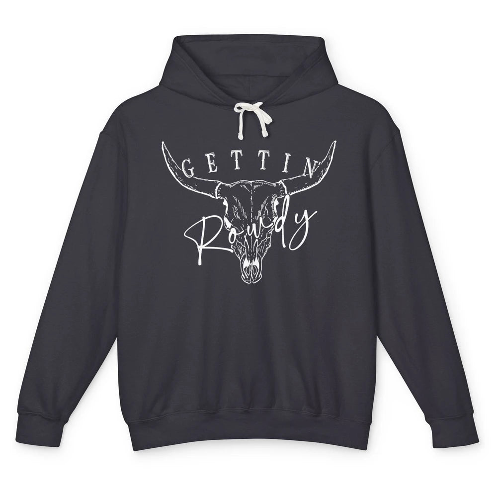 Retro Bull Skull Getting Rowdy Western Bridal Honeymoon Unisex Lightweight Hoodie