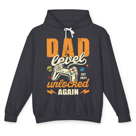 Vintage Dad Level Unlocked Again Est 2021 Game Lovers Gift Unisex Lightweight Hoodie