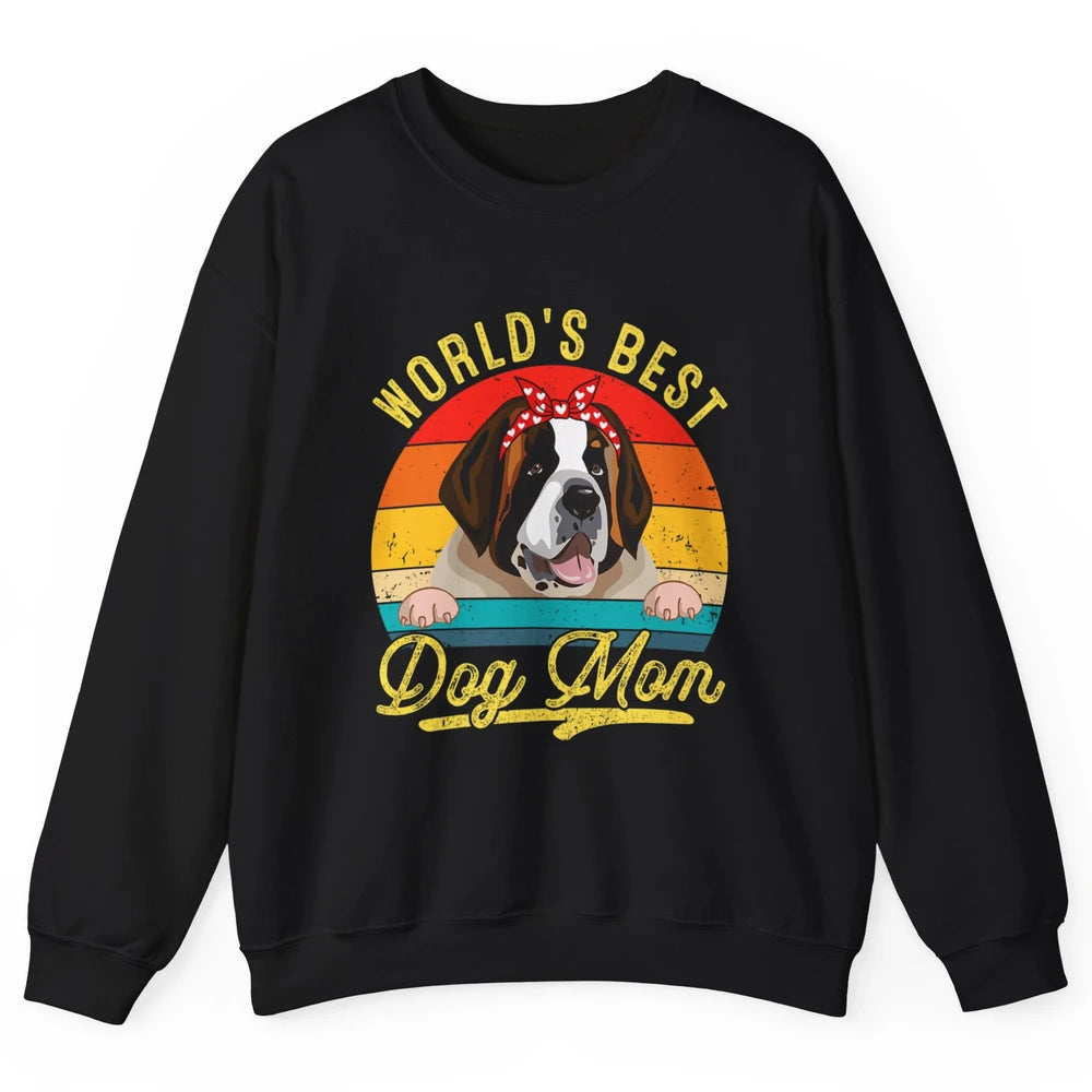 World Best Saint Bernard Dog Mom Funny Sunflower Mothers Day Unisex Crewneck Sweatshirt