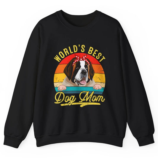 World Best Saint Bernard Dog Mom Funny Sunflower Mothers Day Unisex Crewneck Sweatshirt