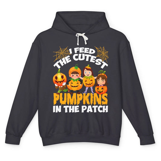 Halloween Lunch Lady I Feed The Cutest Pumpkins In The Patch Unisex Lightweight Hoodie