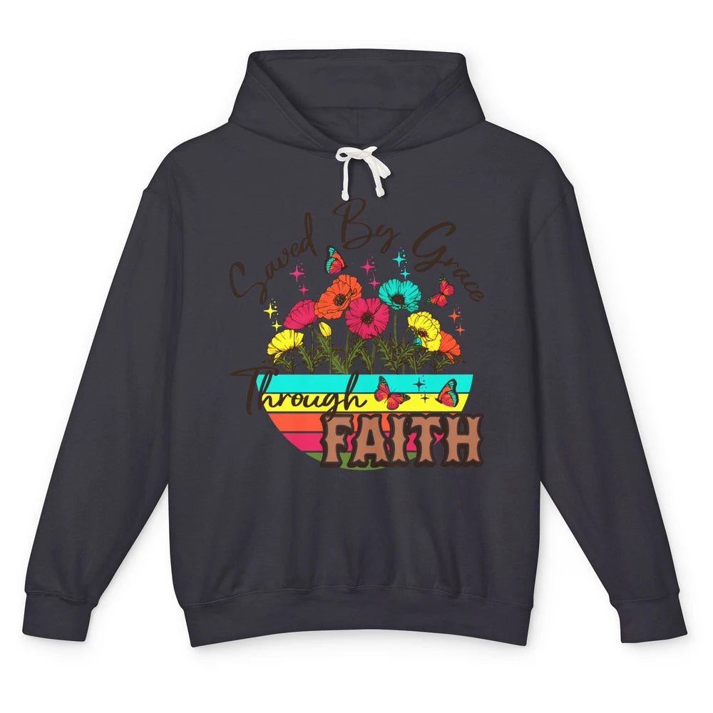 Christian Saved By Grace Through Faith Bible Verse Religious Unisex Lightweight Hoodie