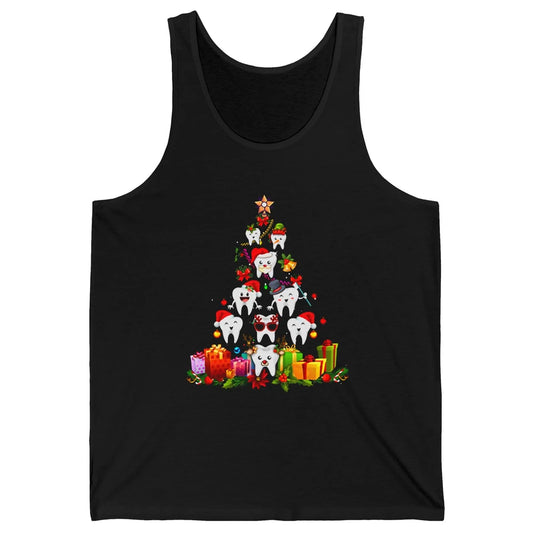 Funny Dentist Cute Teeth Christmas Tree Dental Christmas Unisex Jersey Tank