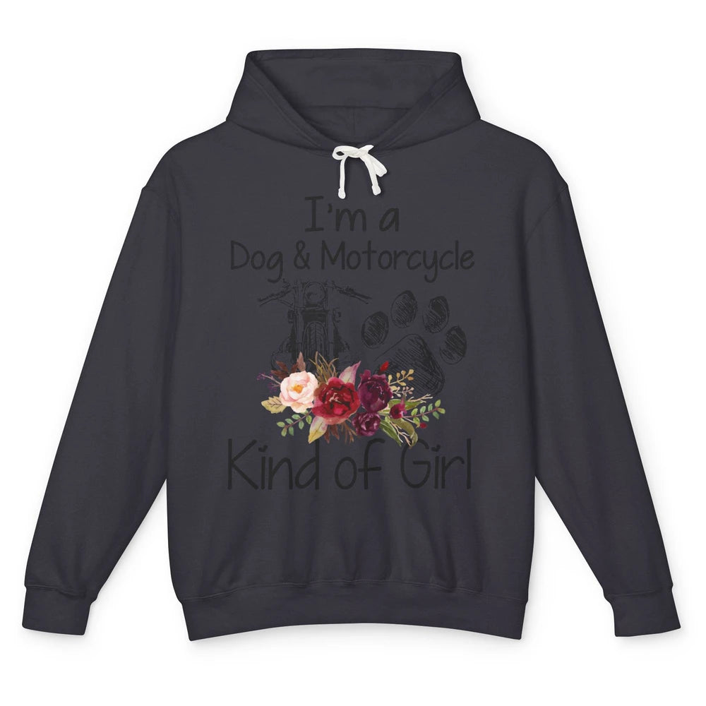 Retro Floral Motorbike I'm Dog Motorcycle Kinda Girl Dog Mom Unisex Lightweight Hoodie