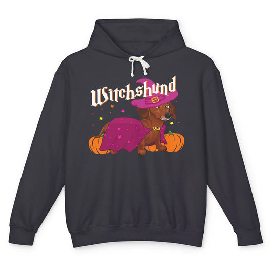 Dachshund Dog Witch Boo Moon Pumpkin Halloween Spooky Season Unisex Lightweight Hoodie