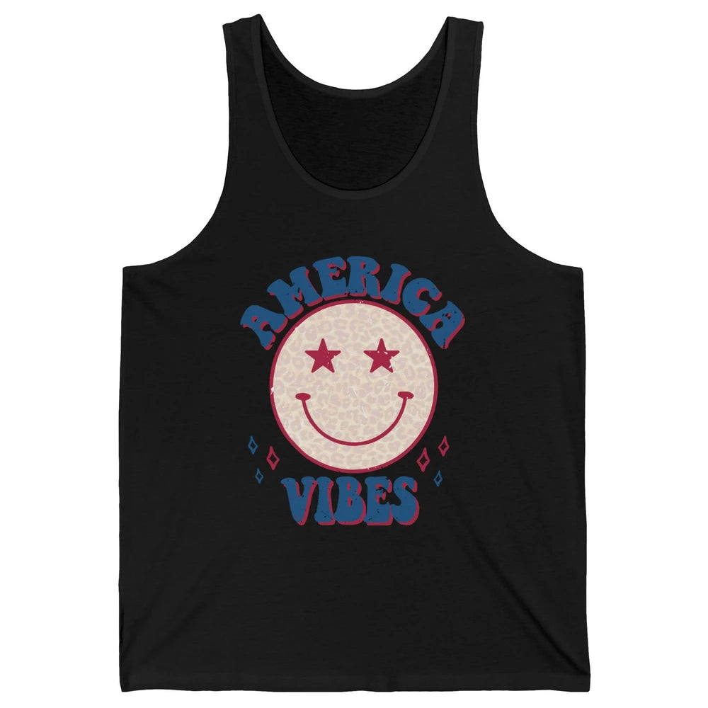 America Vibes Smile Patriotic 4th Of July Happy Face Summer Unisex Jersey Tank