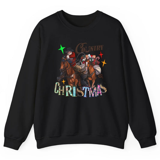 Santa Claus Country Christmas Y'all Western Country Cowboy Unisex Crewneck Sweatshirt