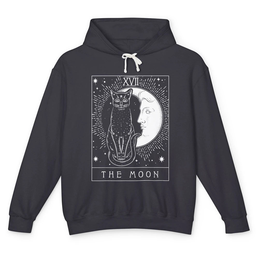 Retro Halloween Gothic Cat The Moon Tarot Card Witchcraft Unisex Lightweight Hoodie