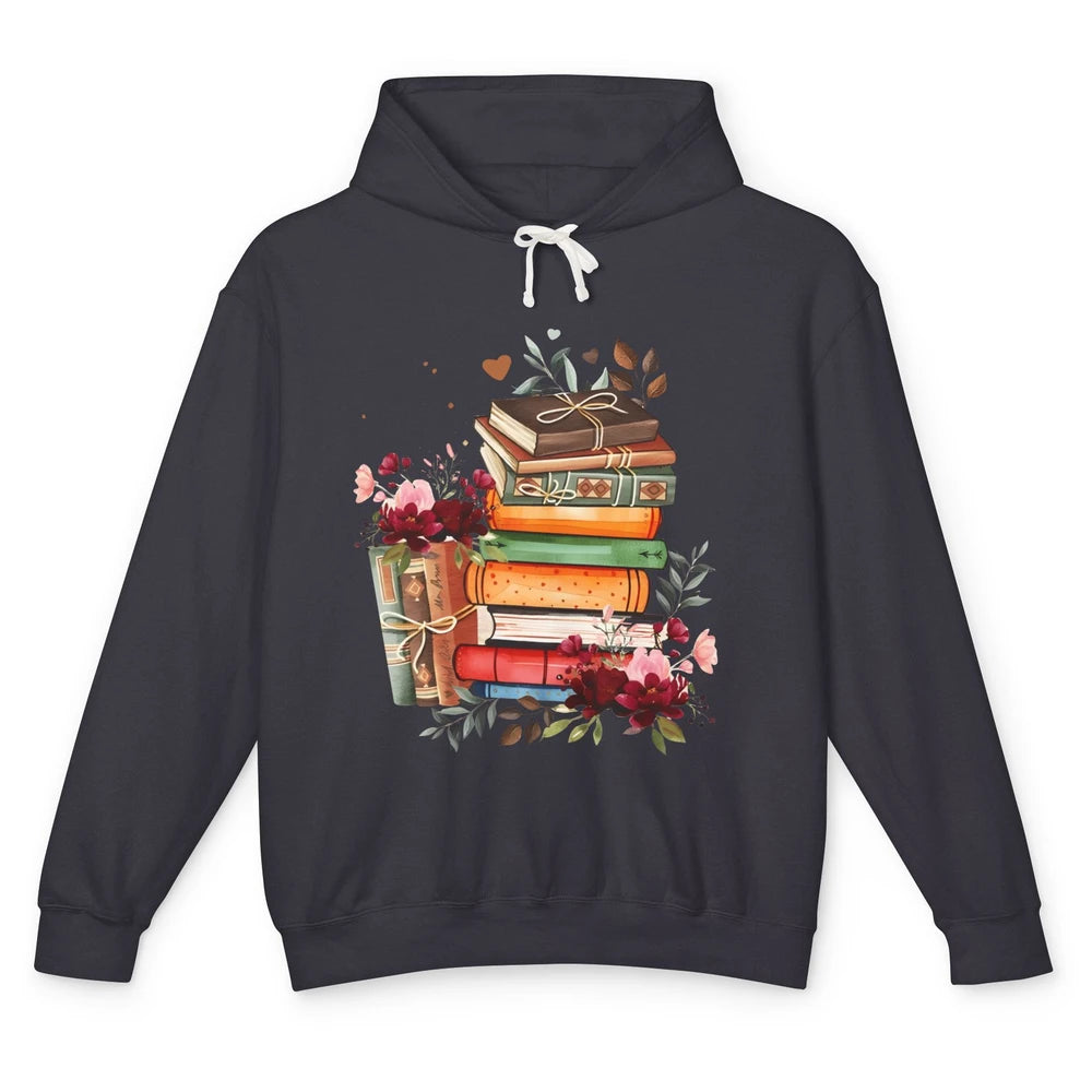 Books Floral Librarian Book Wildflower Bookworm Book Lovers Unisex Lightweight Hoodie