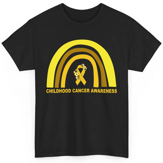 Childhood Cancer Awareness Support Rainbow Gold Ribbon Gift Classic Unisex T-Shirt