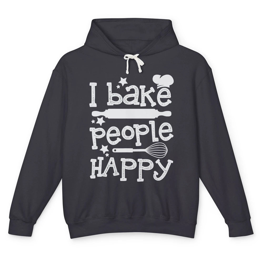 I Bake People Happy Chef Hat Baker Baking Retro Bakery Whisk Unisex Lightweight Hoodie