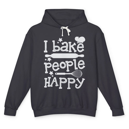 I Bake People Happy Chef Hat Baker Baking Retro Bakery Whisk Unisex Lightweight Hoodie