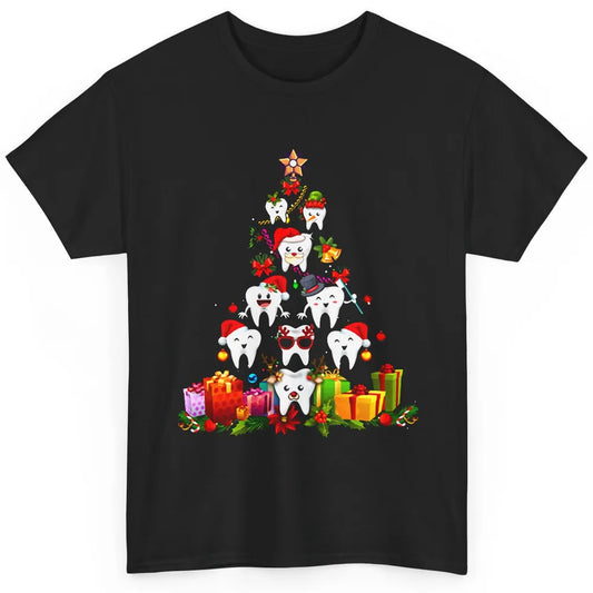 Funny Dentist Cute Teeth Christmas Tree Dental Christmas Classic Unisex T-Shirt