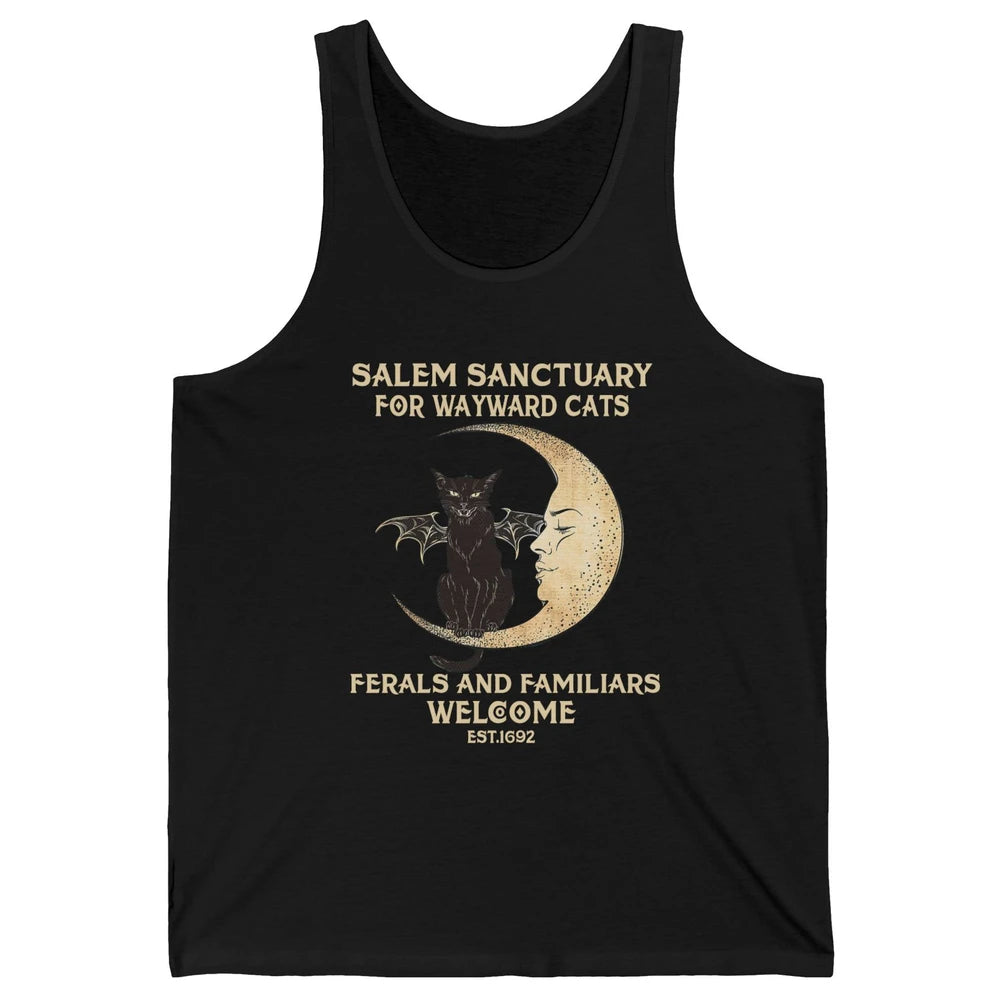 Witch Cat Salem Sanctuary Witch City Halloween Gothic Cat Unisex Jersey Tank