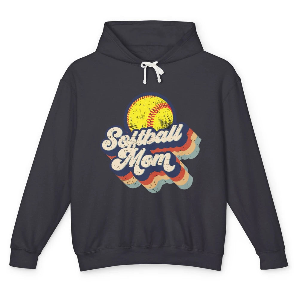 Retro Softball Mom Catcher Pitcher Mothers Softball Player Unisex Lightweight Hoodie